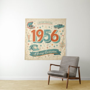 Vintage Geburtstagsteppich 1956 Retro-Stil 50er Wandteppich