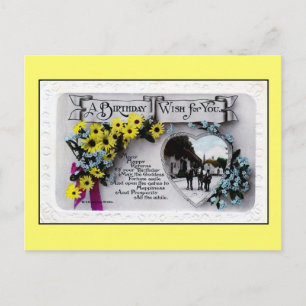 Vintage Geburtstagswunsch für dich, Blumen, Dorf Postkarte
