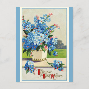 Vintage Geburtstagswünsche Retro Floral Postkarte
