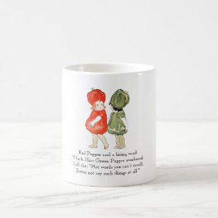 Vintage-Gedicht Rote Grüne Paprika Niedliche Kinde Kaffeetasse