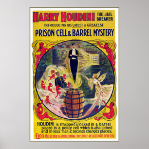 Vintage Gefängnis-Zelle Harrys Houdini u. Poster