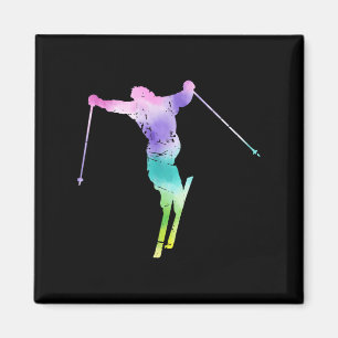 Vintage Gefärbte Krawatte Abfahrt Ski Art Skifahre Magnet