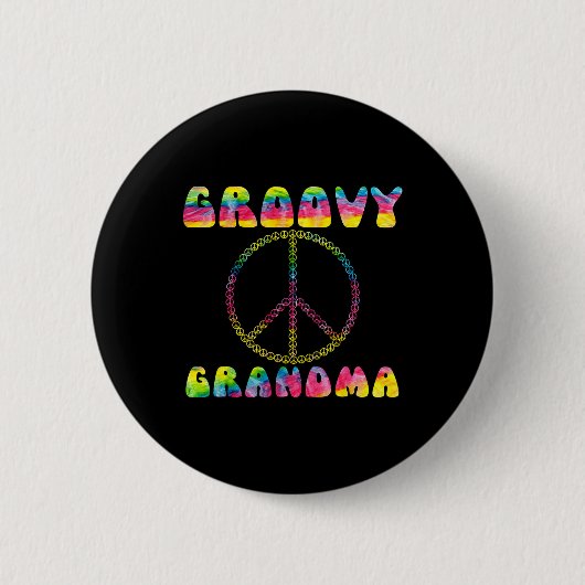 Vintage Gefärbte Krawatte Friedenszeichen Groovy O Button (Vorderseite)