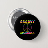 Vintage Gefärbte Krawatte Friedenszeichen Groovy O Button (Vorne & Hinten)