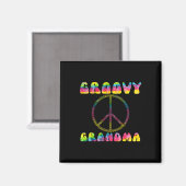 Vintage Gefärbte Krawatte Friedenszeichen Groovy O Magnet (Vorderseite/Rückseite)