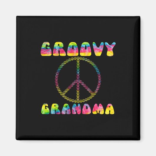 Vintage Gefärbte Krawatte Friedenszeichen Groovy O Magnet (Vorne)