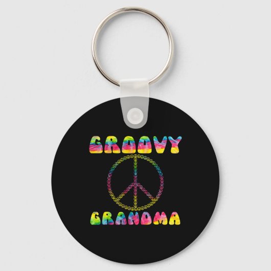 Vintage Gefärbte Krawatte Friedenszeichen Groovy O Schlüsselanhänger (Vorderseite)