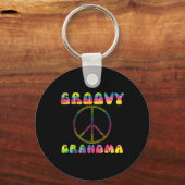 Vintage Gefärbte Krawatte Friedenszeichen Groovy O Schlüsselanhänger (Vorderseite)