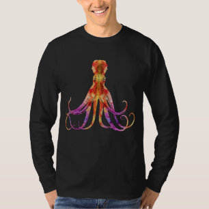 Vintage Gefärbte Krawatte Oktopus Roter Lila orang T-Shirt
