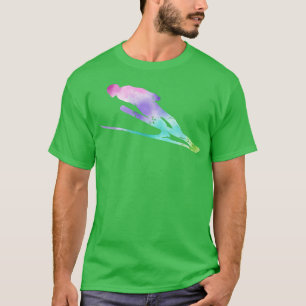 Vintage Gefärbte Krawatte Schnee Skisprung Artwork T-Shirt