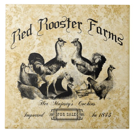 Vintage Geflügelfarm-Werbung Fliese (Vorderseite)