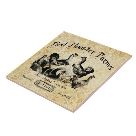 Vintage Geflügelfarm-Werbung Fliese (Seite)