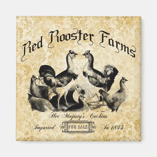 Vintage Geflügelfarm-Werbung Magnet (Vorne)