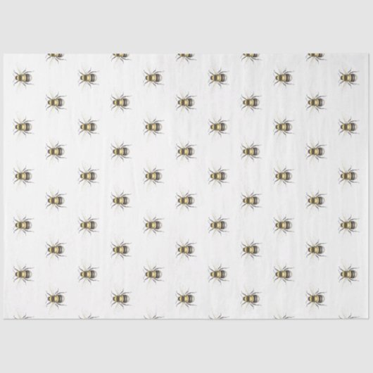 Vintage gegarte Bienen Seidenpapier (Vorderseite)