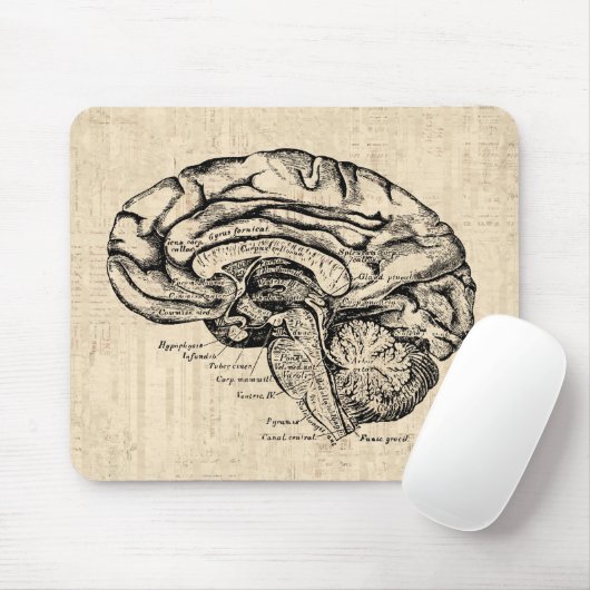 Vintage Gehirn-Grafik Mousepad (Mit Mouse)