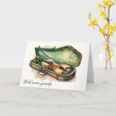 Vintage Geige im Beileid Karte (Gelbe Blume)