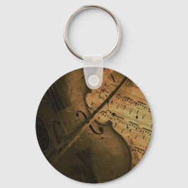 Vintage Geige und Musikschrift Schlüsselanhänger