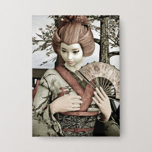 Vintage Geisha Button