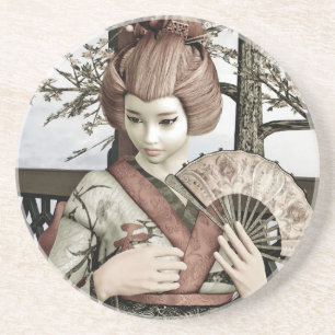 Vintage Geisha Getränkeuntersetzer