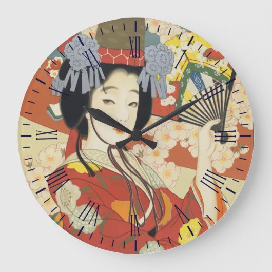 Vintage Geisha Große Wanduhr (Vorderseite)