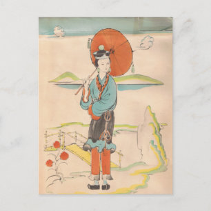 Vintage Geisha Postkarte