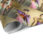 Vintage Geisha Sieht kein Übel Altes Japan Geschenkpapier (Rolleneckpunkt)