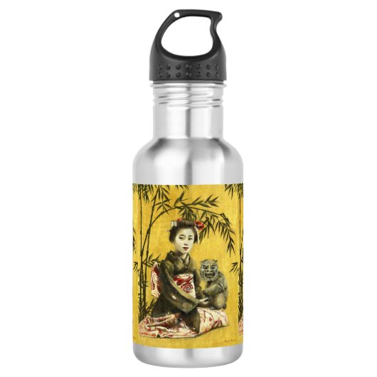 Vintage Geisha- und Dämonenwasserflasche Edelstahlflasche (Vorderseite)