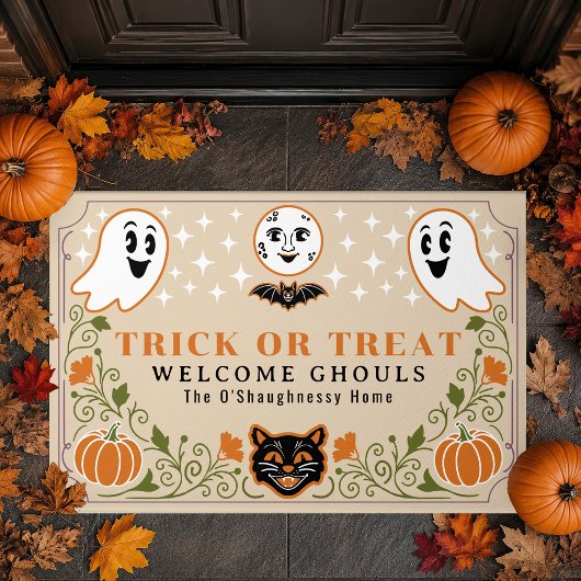 Vintage Geist Katzen Kürbis Halloween Fußmatte