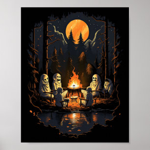 Vintage-Geist und Skelett Grusel-Skelett Halloween Poster