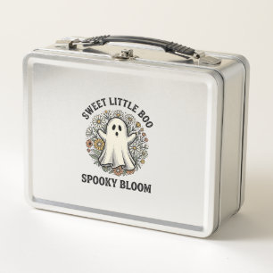 Vintage-Geister-Blumen Süßer Halloween-Boo-Strauß_ Metall Brotdose