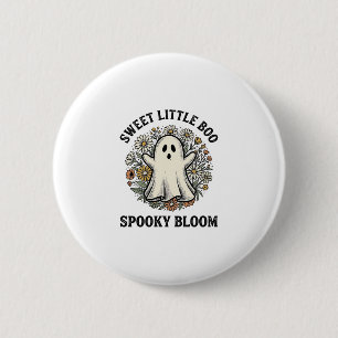Vintage-Geister-Blumen Süßer Halloween-Buh-Stillle Button