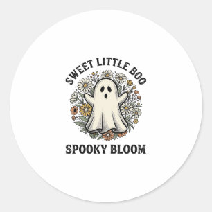 Vintage-Geister-Blumen Süßer Halloween-Buh-Stillle Runder Aufkleber