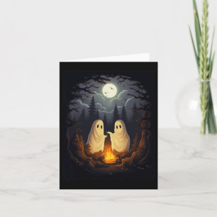 Vintage-Geister-Camping-Lagerfeuer-Gotik-Halloween Karte