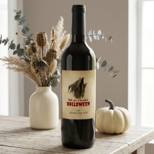 Vintage-Geister-Halloween-Personalisiertes-Weinlab Weinetikett