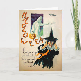Vintage-Geister-Hexen-Gedicht-Halloween-Karte Feiertagskarte