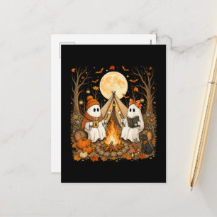 Vintage-Geister-Lagerfeuer-Camping-Herbst-Hallowee Feiertagspostkarte