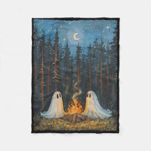 Vintage-Geister-Lagerfeuer-Campingliebhaber-Wald-G Fleecedecke