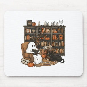 Vintage-Geister-Lesebuchliebhaber-Bibliothek-Hallo Mousepad