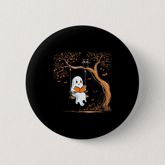 Vintage-Geister-Swing-Lesebuch-Schaukel-Halloween Button (Vorderseite)