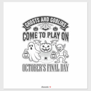 Vintage-Geister und Goblins Halloween-Shirt-Design Aufkleber