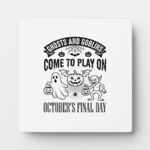 Vintage-Geister und Goblins Halloween-Shirt-Design Fotoplatte
