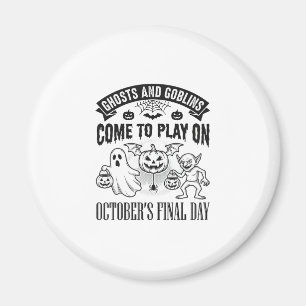 Vintage-Geister und Goblins Halloween-Shirt-Design Magnet