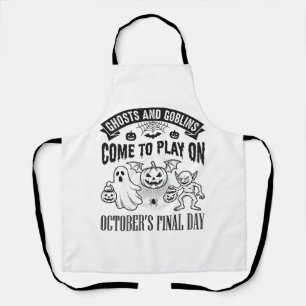 Vintage-Geister und Goblins Halloween-Shirt-Design Schürze