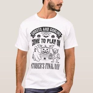 Vintage-Geister und Goblins Halloween-Shirt-Design T-Shirt