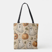 Vintage-Geister und Kürbisse Halloween-Muster Tasche (Rückseite)