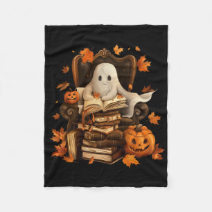 Vintage-Geisterbuch-Lesekürbis-Gotisches Halloween Fleecedecke