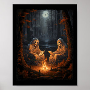 Vintage-Geisterbuch-Lesung Camping-Gotik-Halloween Poster