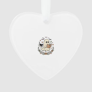 Vintage-Geisterkatze-Halloween-Blumen-Vektor-Desig Ornament