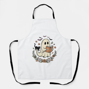 Vintage-Geisterkatze-Halloween-Blumen-Vektor-Desig Schürze