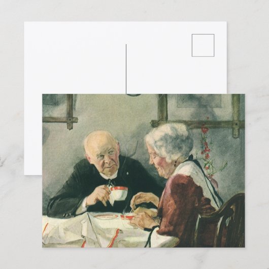 Vintage Geistliche, Kaffee oder Tee mit einem Prie Postkarte (Vorne/Hinten)